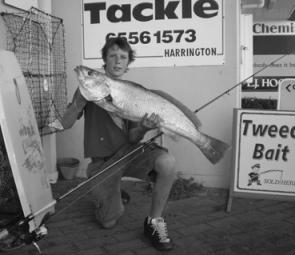 Jonah Gagnuss is one of many who have been catching mulloway on soft plastics around the Manning and surrounding beaches.